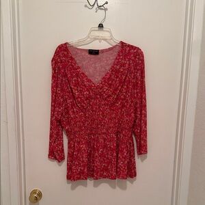 Lane Bryant Red Floral Blouse